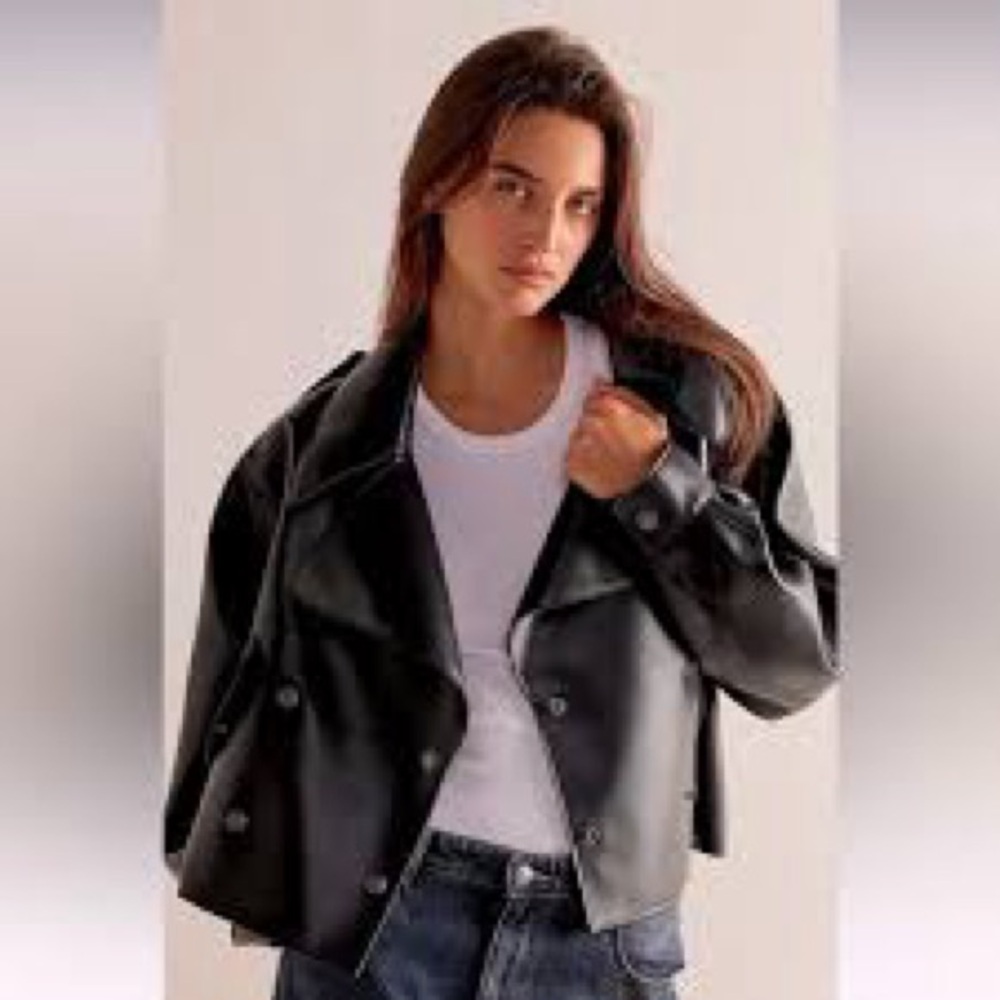 Free people leather trench coat size XS